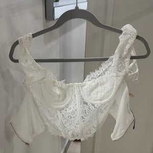 Lace Underwire Bustier Top - White